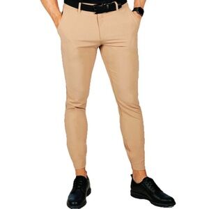Primo Golf Jogger Pants Men's 31 Tan Stretch Ankle Zip Lightweight Performance
